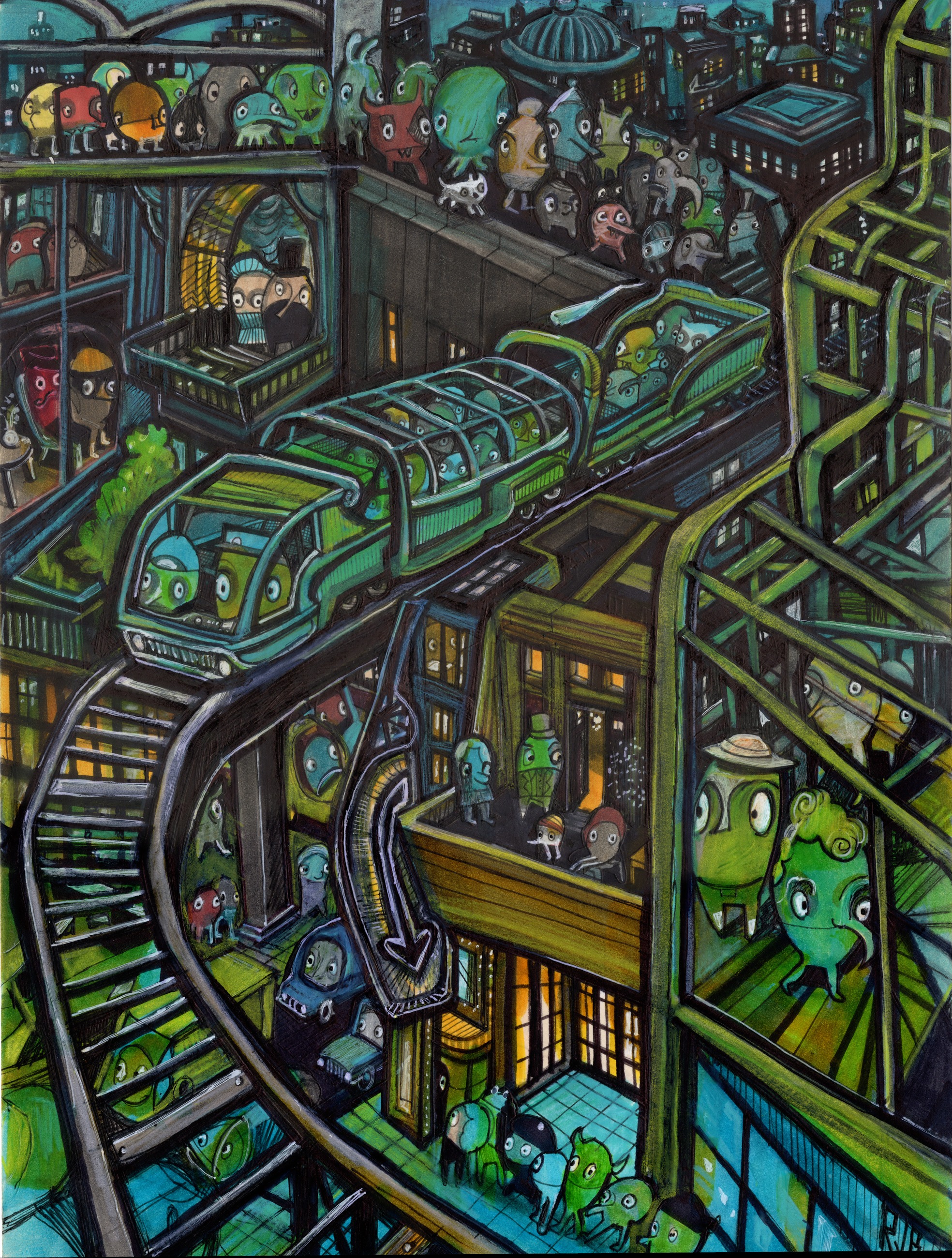 Memeopolis — drawing by Richard J. Bailey