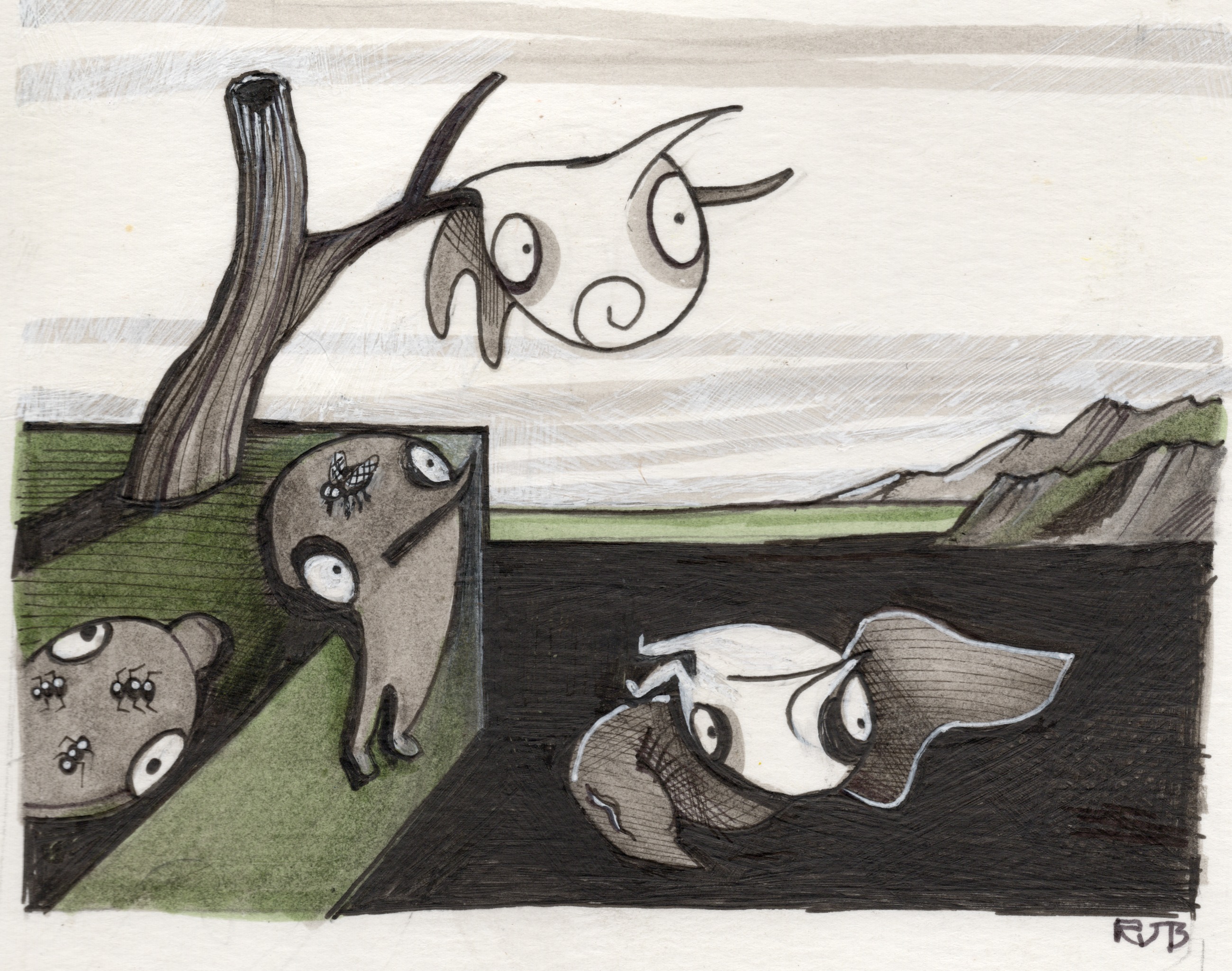 The Persistence of Memes — drawing by Richard J. Bailey