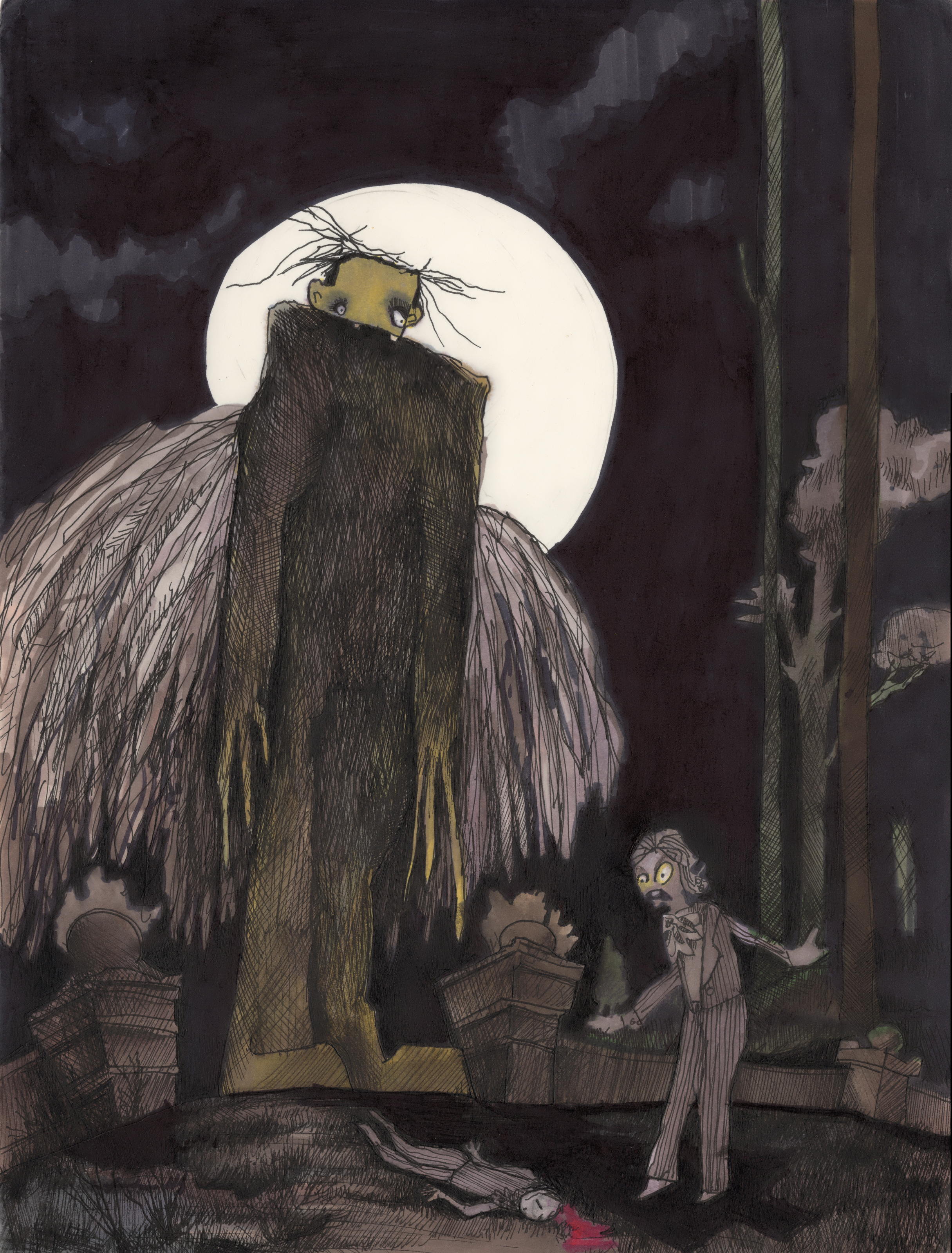 Frankenstein 2 — original drawing by Richard J. Bailey
