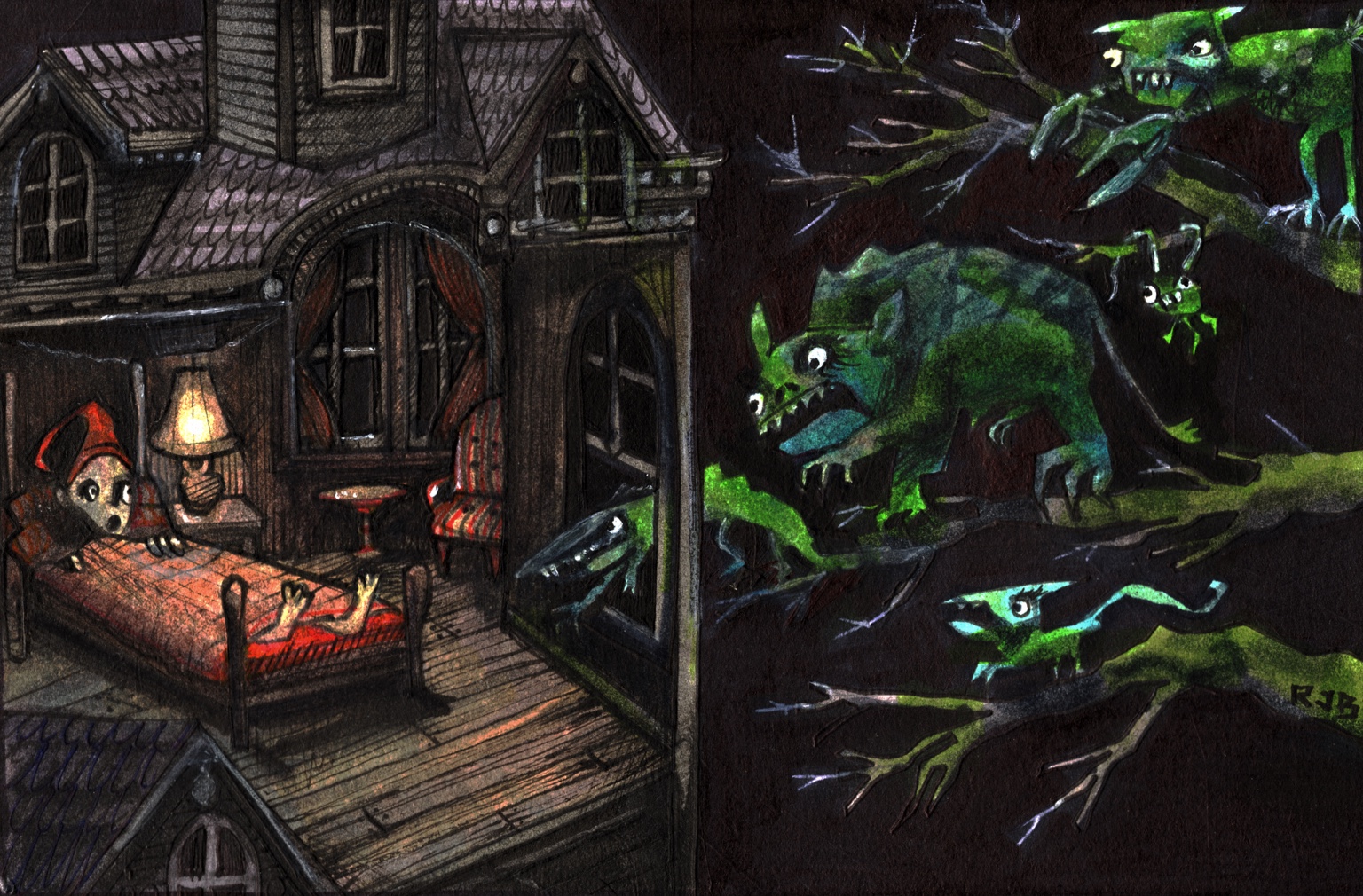 Why Not to Go to Bed — original drawing by Richard J. Bailey