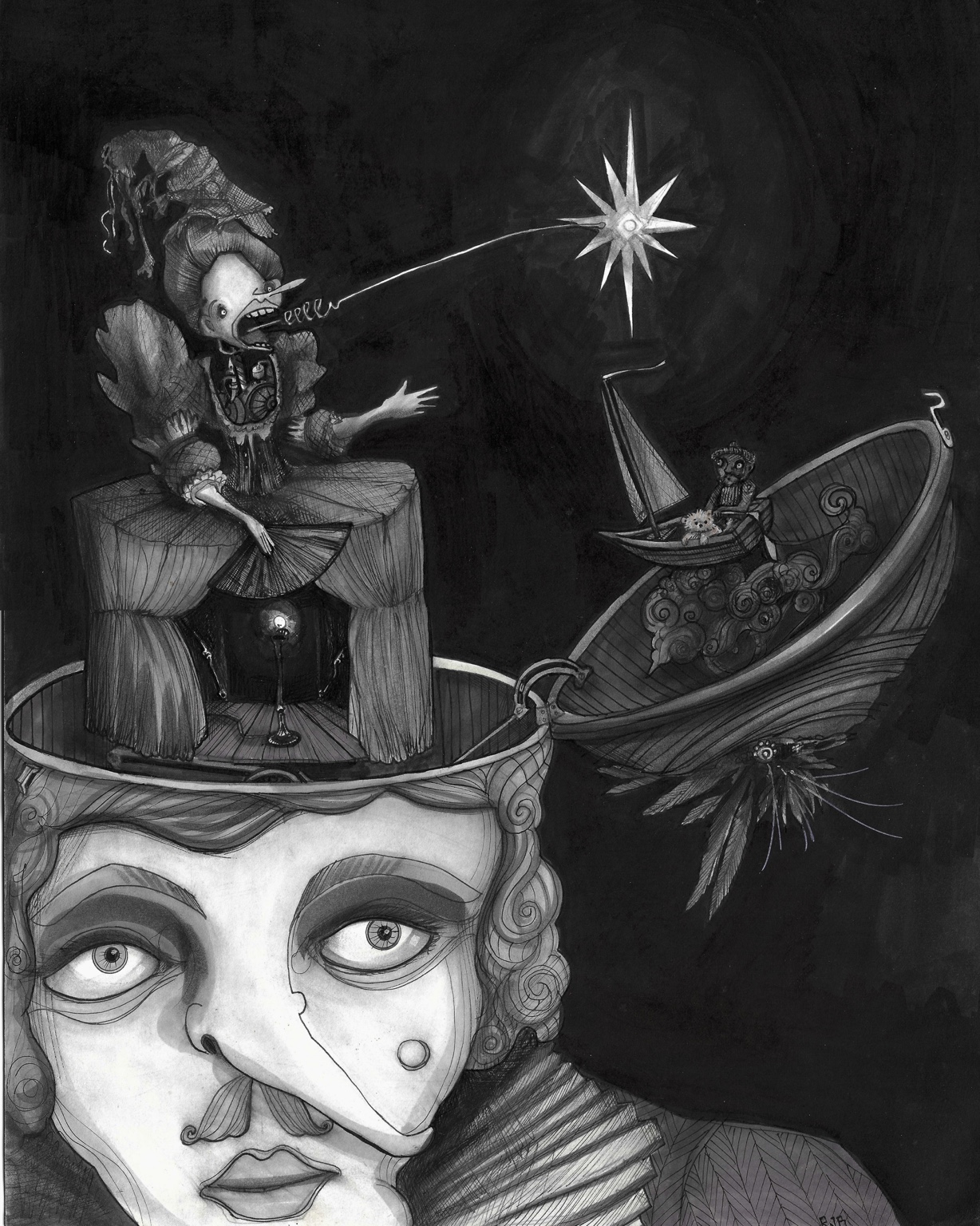Ghost Light — original drawing by Richard J. Bailey