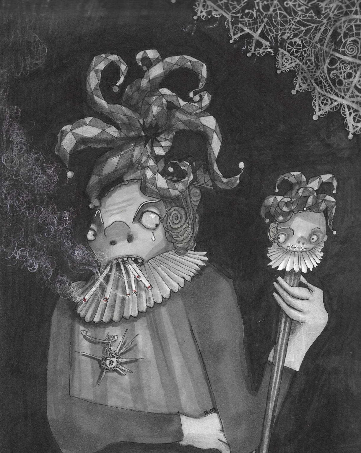 Harlequin — original drawing by Richard J. Bailey
