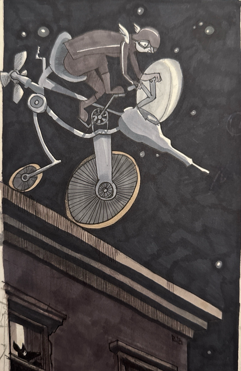 Night Racer — original drawing by Richard J. Bailey