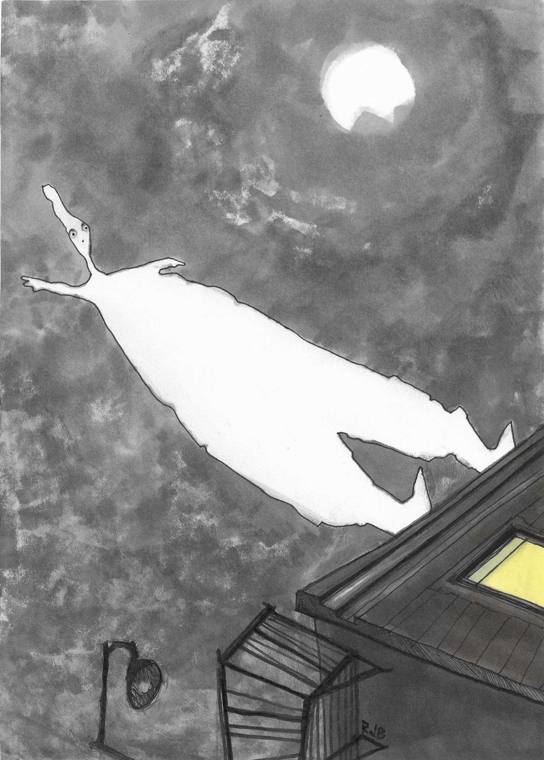 Up Late — original drawing by Richard J. Bailey