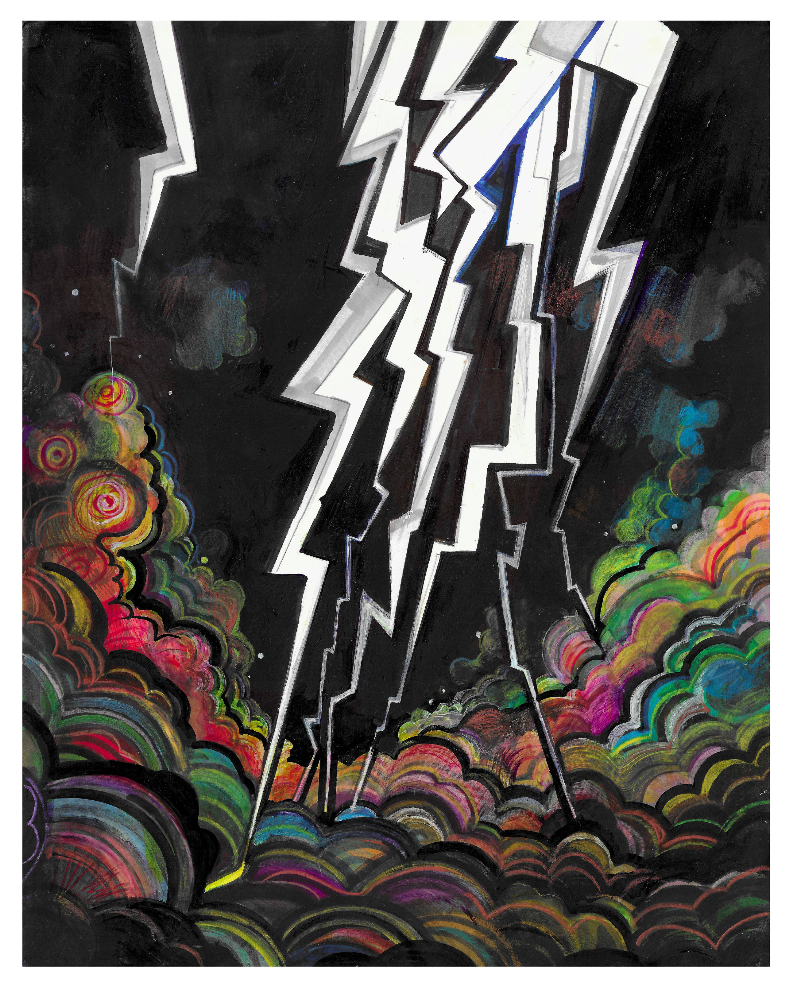 Lightning — original drawing by Richard J. Bailey