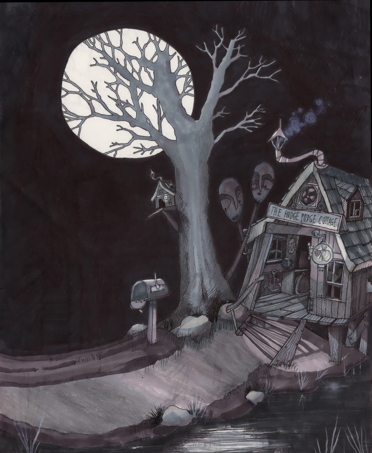 The Hodgepodge Cottage — original drawing by Richard J. Bailey